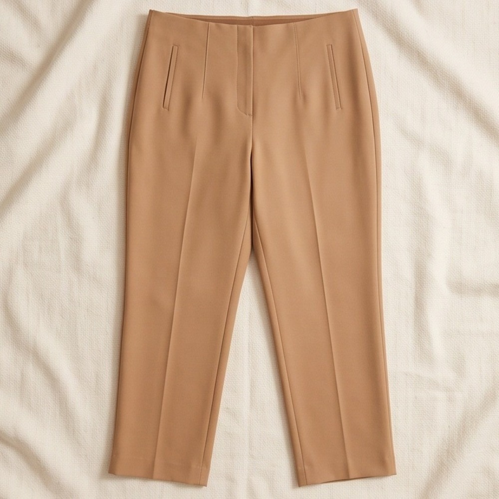 Chico's 4 Ankle Pants Tan Brown Ponte Knit Pull On Stretch Trousers 1X
